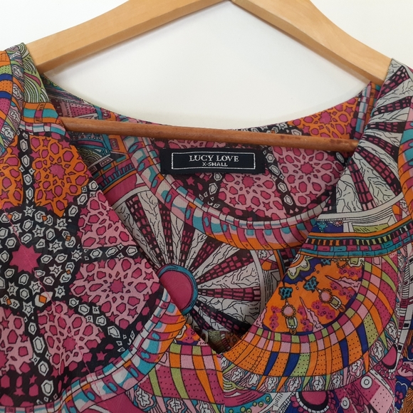 Multicolor Bright Funky Sheer Top Coverup - Picture 3 of 5